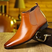 abordables Bottes de Chelsea-Homme Bottes Bottes Chelsea Marche Cuir PU Confortable Antidérapant Bottines Mocassin Bande Élastique Brun claire Brun foncé Noir Été Printemps Automne