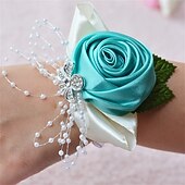 economico Bouquet da Sposa-Fiori da polso da sposa Braccialetto floreale Matrimonio / Evento / Festa Perline / Raso / Tessuti Floreale