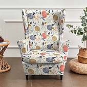 voordelige Hoes voor wingback-stoel-stretch hoes voor een fauteuil, polyester hoes met bloemen-/streep-/geometrische print voor een fauteuil, afneembare decoratieve meubelbeschermer