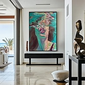 Картина с дайвингом, дайвинг, настенное искусство, плывущая девушка, картина с зеленым абстрактным искусством, дайвинг в океане, чувственная женщина, плавающая, настенное искусство на холсте, ручная работа Недорогие Картины с людьми-Картина с дайвингом, дайвинг, настенное искусство, плывущая девушка, картина с зеленым абстрактным искусством, дайвинг в океане, чувственная женщина, плавающая, настенное искусство на холсте, ручная работа