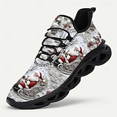  Tênis masculinos com estampa de rena de Natal – tênis divertidos e festivos, confortáveis para passeios casuais e comemorações de Natal