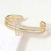 ieftine Brățări-Zirconiu mismatched Forma alfabetului Modă Personalizat La modă Crom Bijuterii brățară Argintiu / Auriu Pentru Nuntă Petrecere Logodnă Bal