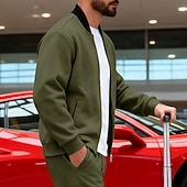 baratos Jaquetas Casuais-Homens jaqueta leve Jaqueta casual Férias Diário Respirável Bolsos Primavera Outono Bloco de cor Moda Clássico Colarinho Chinês Padrão Preto Amarelo Vermelho Azul Marinha Azul Royal Casaco
