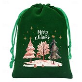 tanie Pakowanie prezentów-7 dużych świątecznych torebek ze ściągaczem - Święty Mikołaj, Wesołych Świąt, czerwony &amp;Zielone upominki na przyjęcie świąteczne z zamknięciem na sznurek, idealne do przechowywania prezentów na Boże