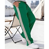 abordables Pierna Recta-Hombre Pantalones de Deporte Pantalones Pantalones deportivos de pierna recta Correa Bolsillo Cintura elástica Bloque de color A Rayas Comodidad Diario Deporte Moda Casual Vino Verde Ejército