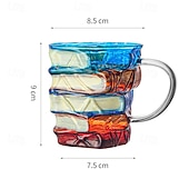 abordables Tazas-Taza con forma de libro pintado, original taza de café con libros pintados en 3D, regalo navideño, taza de café única de cristal con forma de libros apilados, regalo ideal para coleccionistas, lectores, bibliotecarios y amantes de la literatura.