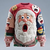 Csúnya karácsonyi pulóver Férfi Mikulás Nyomtatott Pulóver pulóver Kötöttáru Kerek nyakkivágás Alkalmi Vakáció Napi Melegen tartani Hosszú ujj Tavasz Ősz Tél Fehér / Piros Sárga Rubin olcso férfi csúnya pulóverek-Csúnya karácsonyi pulóver Férfi Mikulás Nyomtatott Pulóver pulóver Kötöttáru Kerek nyakkivágás Alkalmi Vakáció Napi Melegen tartani Hosszú ujj Tavasz Ősz Tél Fehér / Piros Sárga Rubin