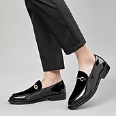 preiswerte Slipper-grüne Herren-Loafer aus Kunstleder mit goldenen Zierschlaufen – elegante Weihnachtsfeier-Schuhe für stilbewusste Männer