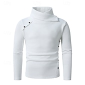 preiswerte Herrenpullover-Herren Pullover Strickpullover Gerippt Stricken Normale Oberteile Knöpfe Gestrickt Einfach Stapelhals Mode Basic Urlaub Alltagskleidung Bekleidung Herbst Winter Schwarz Weiß M L XL