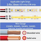 זול אביזרי לד-חבילה של 10 מחברי לד, 2 פינים, 8 מ"מ, 10 מ"מ, מחבר תאורת לד ללא הלחמה, מחברי תאורת רצועת לד לבנים עם מברג, מחברים מאריכים לרצועה עבור רצועת לד בצבע יחיד, 5 וולט, 12 וולט, 24 וולט