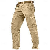 Недорогие Брюки карго-Муж. Брюки карго Брюки-карго Рабочие брюки Штаны для туризма и прогулок Прямая нога 8 карманов Полотняное плетение Влагоотводящие Пригодно для носки Полная длина