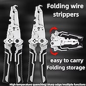 economico morsetti e pinze-Pinza spelafili pieghevole 18 in 1 per impieghi gravosi - utensile multifunzionale con impugnatura antiscivolo, taglio cavi, crimpatura, torsione, spelafili tutto in uno - per elettricisti,