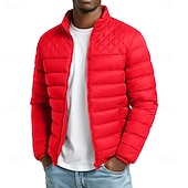 Недорогие Мужские пуховики и парки-Муж. Пуховик Куртка переходного периода Полный почтовый индекс на открытом воздухе Повседневные Обычная Классика С защитой от ветра Легкость Зима Весна &amp; осень Сплошной цвет