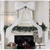 abordables Lazos &amp; Cintas-Lazos grandes de 1,8 m para árbol de Navidad, lazo grande de terciopelo rojo y blanco para adorno de árbol, repisa de ventana, repisa de pared, decoración de interiores, hogar, habitación, fiesta, San Valentín, Navidad.