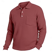 Herre Vaffel poloskjorter Golf poloskjorter Virksomhet Avslappet Knaphul Klassisk Langermet Mote Grunnleggende Helfarge Lomme Høst Vinter Alle årstider Normal Hvit Lyseblå Rød Navyblå Lilla Grønn billige Klassisk poloskjorte for menn-Herre Vaffel poloskjorter Golf poloskjorter Virksomhet Avslappet Knaphul Klassisk Langermet Mote Grunnleggende Helfarge Lomme Høst Vinter Alle årstider Normal Hvit Lyseblå Rød Navyblå Lilla Grønn