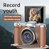 お買い得  アクションカメラ-1080P HDポータブルCCDカメラ 4Kレンズ フリップスクリーン USB充電式リチウムポリマーバッテリー 初心者向け旅行Vlogging 完璧なバレンタインデーギフト 初心者カメラ