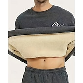 baratos Moletom &amp; Suéter-Homens Cor Sólida Moletom de lã Lounge Top Outono/Inverno Grossa Manga Longa Roupa Esportiva A Prova de Vento Quente Academia Equitação Corrida Exercite-se Ioga Preto Branco Amarelo Roupa de esporte