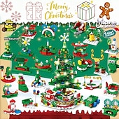 Χαμηλού Κόστους Ημερολόγιο έλευσης-Ημερολόγιο έλευσης χριστουγεννιάτικων δέντρων με δομικά στοιχεία με φως LED, ημερολόγιο αντίστροφης μέτρησης για χριστουγεννιάτικο κουτί δώρων, δομικό στοιχείο 24 ημερών για παιδιά ενηλίκων