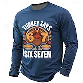  Erntedank Herren Türkei Lustiger Slang T Shirt Langarm T-Shirt 3D-Druck Rundhalsausschnitt Hemd Täglich Designer Straße Lässig Blau Schwarz Rote Sommer Frühling Herbst Bekleidung S M L XL XXL XXXL