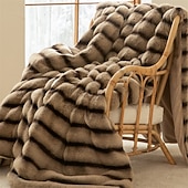 cheap Blankets &amp; Throws-Luxury Thick Rabbit Fur Blanket Soft Plush Throw for Sofa Bed or Office Nap Warm Flannel Blanket