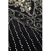 tanie Sukienki z lat 20-tych-Zestaw Retro / vintage Ryczące 20s 1920 roku Do kolan Sukienka w stylu lat 20-tych Sukienka koktajlowa Wymyślny kostium z akcesoriami Krótkie rękawy Wielki Gatsby Dziewczyna podlotek Cekiny Frędzel W