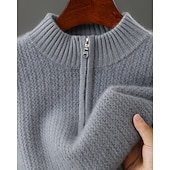 preiswerte Wollpullover für Herren-Hochwertiger Herrenpullover aus reiner Wolle und Kaschmir mit Viertelreißverschluss, klassischer Strickpullover, weich, warm und atmungsaktiv.