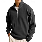 baratos Suéteres básicos-Homens Moletom Estacionar Moletom com zíper Azul Claro Colarinho Clerical Meio Zíper Tecido Zíper Casual Diário Desportos e Ar livre Roupa de rua Legal Roupa de Esporte Primavera &amp; Outono Roupa