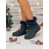 preiswerte Damenstiefel-wasserdichte Schneestiefel für Damen mit Kunstfellfutter – Winterstiefel zum Schnüren mit Reißverschluss und verstellbaren Schnürsenkeln, in mehreren Farben erhältlich
