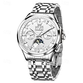 ieftine Ceasuri Mecanice-Noul ceas business Olevs pentru bărbați are un calendar perpetuu luminos, faze lunare și calendar. Este un ceas mecanic automat pentru bărbați, la modă, casual și multifuncțional.