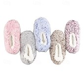 billige Hjem Tøfler-damesokker med fuzzy stjernemønster på gulvet, tykke bomulls-plysj-tøffelsokker for vinterhjemmet eller søvn, varme, koselige sklisikre innesokker