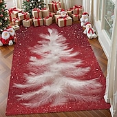 Недорогие Коврики-Коврик с белым рождественским деревом для гостиной и спальни элегантный белый сосновый коврик с красным фоном из искуcственного кашемира праздничное декоративное искусство мягкий нескользящий
