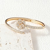 رخيصةأون غوايش-كريستال فينتاج كلاسيكي شكل زهرة عتيق موضة شائع حجر الراين مجوهرات سوار فضي / ذهبي من أجل زفاف مناسب للحفلات خطوبة حفلة تخرج / حفلة موسيقية / حفلة رقص