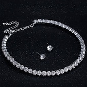 levne Dámský náhrdelník-elegantní sada stříbrných šperků s kamínky – třpytivý krystalový náhrdelník, náramek a náušnice pro ženy