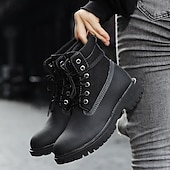 cheap Work Boots-Yellow Faux Leather Men&#039;s Work Boots with Lace-Up Design – Durable and Stylish Footwear for Outdoor Activities and Work Environments