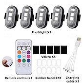 ieftine Lumini decorative-Lumini stroboscopice wireless cu telecomandă pentru motocicletă și mașină, LED-uri, 8 culori, anti-coliziune, încărcare USB, impermeabile, lumini de avertizare de urgență interioare pentru camion,