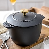 economico Pentole e padelle-Casseruola in Ghisa Olandese da 16 cm - Cottura di Riso Nera  Piatto per Stufato - Utensili da Cucina Versatili per Cottura e Stufatura (1.5 Quart) Regalo di Natale