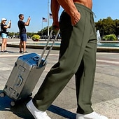 economico Gamba Dritta-Per uomo Pantaloni da tuta Pantaloni Pantaloni della tuta a gamba dritta Coulisse Tasca Elastico in vita Semplice Comodità Sport all'Aperto Quotidiano Moda Casual Verde militare Nero Micro-elastico