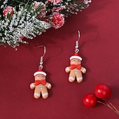 voordelige Dames ringen-schattige peperkoekenmannetje oorbellen met rode sjaal - leuke kerstsieraden als cadeau voor de feestdagen