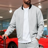 baratos Jaquetas Casuais-Homens jaqueta leve Jaqueta casual Férias Diário Respirável Bolsos Primavera Outono Bloco de cor Moda Clássico Colarinho Chinês Padrão Preto Amarelo Vermelho Azul Marinha Azul Royal Casaco