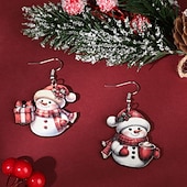 levne Dámské prsteny-Náušnice se sněhulákem s horkým kakaem a dárkem - rozkošné vánoční šperky pro sváteční dárky