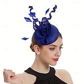 billige Fascinatorer-fascinators Linfrø Bomullsstoff Fedora Bryllup Te Fest Hesteløp cocktail Elegant Årgang Romantikk Med Fjær Sløyfe Hodeplagg Hodeplagg