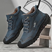 economico Stivaletti alla caviglia-scarponi da trekking bianchi da uomo fatti a mano: design in similpelle resistente e confortevole, perfetti per le avventure all'aria aperta e per l'uso quotidiano