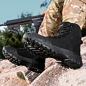 abordables Bottes de randonnée-Bottes de randonnée d&#039;extérieur beiges pour hommes avec semelle en caoutchouc antidérapante et construction respirante, bottes tactiques légères pour la randonnée, le camping et le port quotidien