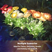 abordables Éclairage au sol-Lampes solaires de jardin, lampe solaire décorative extérieure étanche en forme de fleur, pour jardin, cour, patio, pelouse, décoration extérieure de Noël ou d'Halloween, cadeaux idéaux pour la fête