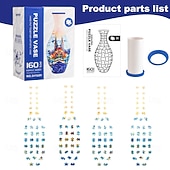 billige Vaser og kurv-3D-puslespillvase, 160-delers buet plastblomstervase lekkasjesikker premium plast kunstneriske mønstre for ekte blomster hjemmekontor gave til innflytningsfest, ideell for blomsteroppsats