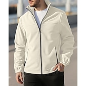 billige Basic gensere-Herre Genser Fleecegenser Genser med full glidelås Aprikos Svart Lilla Oransje lysegrå Opprett krage عادي Ta igjen glidelåsen Lomme Sport &amp; Utendørs Daglig Ferie Polyester Gatemote Grunnleggende