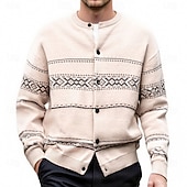 preiswerte Herren Strickjacke-Herren Weihnachtspullover Strickjacke Kurzer Pullover Strickpullover Gerippt Stricken Normale Oberteile Button-Down Geometrisch Rundhalsausschnitt Mode Klassisch Urlaub Alltagskleidung Bekleidung