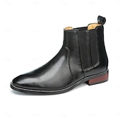 お買い得  チェルシーブーツ-メンズブラウンフェイクレザーチェルシーブーツ - スタイリッシュなスリッポンデザイン、快適で多用途、フォーマルやスマートカジュアルなシーンに最適