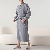 olcso Hálóingek, köntösök-Férfi Pizsamák Fürdőruha Sima Divat Stílusos Klasszikus Otthon Napi Ágy Flanel Poliészter Melegen tartani Mokaszinok Mekano V-alakú Hosszú ujj Ősz Tél Arcpír rózsaszín Teveszín