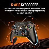 halpa Peliohjaimet-Lenovo S03 Langaton Peliohjain, jossa on kaksoisliikeseuranta Turbo-tila ja makrotallennustoiminnot - Langaton muotoilu PC PS3/PS4/PS5 -tyylillä, ergonominen ote ja Linux-yhteensopiva